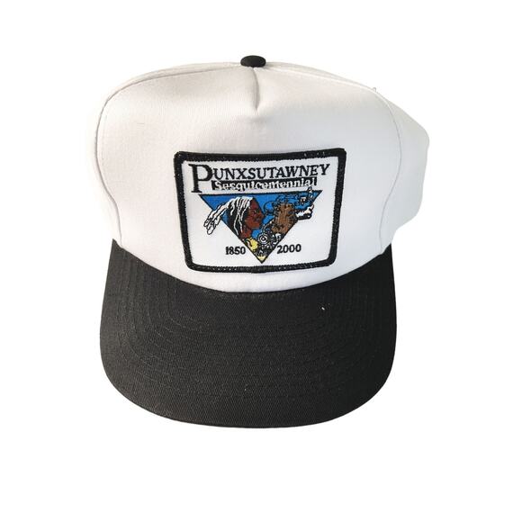 Vtg Toppers Punxsutawney Sesquicentennial Black White Trucker Hat Cap Snapback - Picture 1 of 4